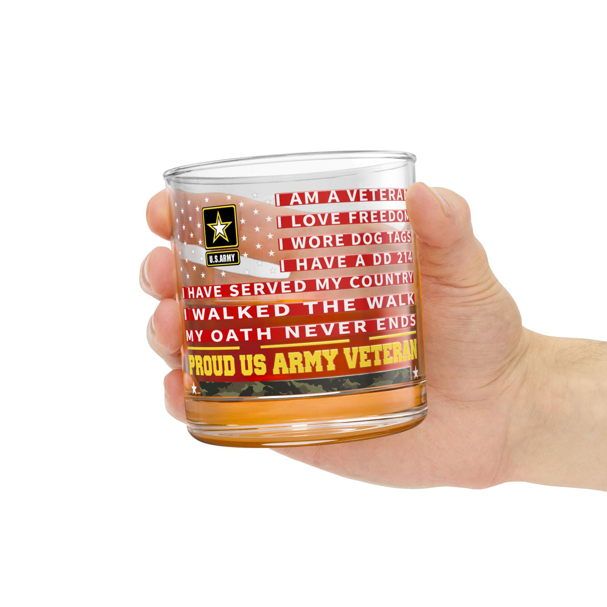 US Army Veteran - Whiskey Glass 10oz