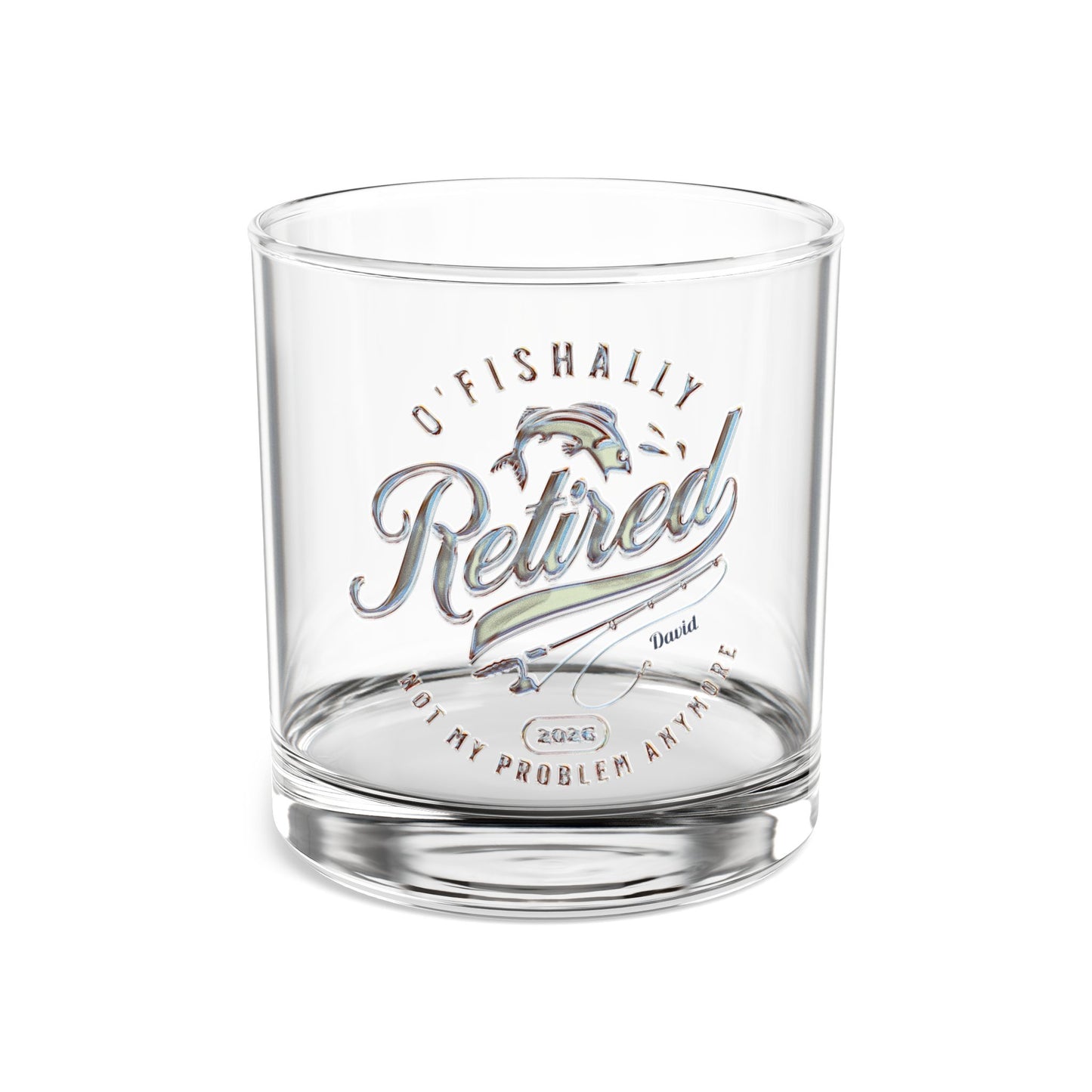 O'Fishally Retired - Personalized Chrome Whiskey Glass