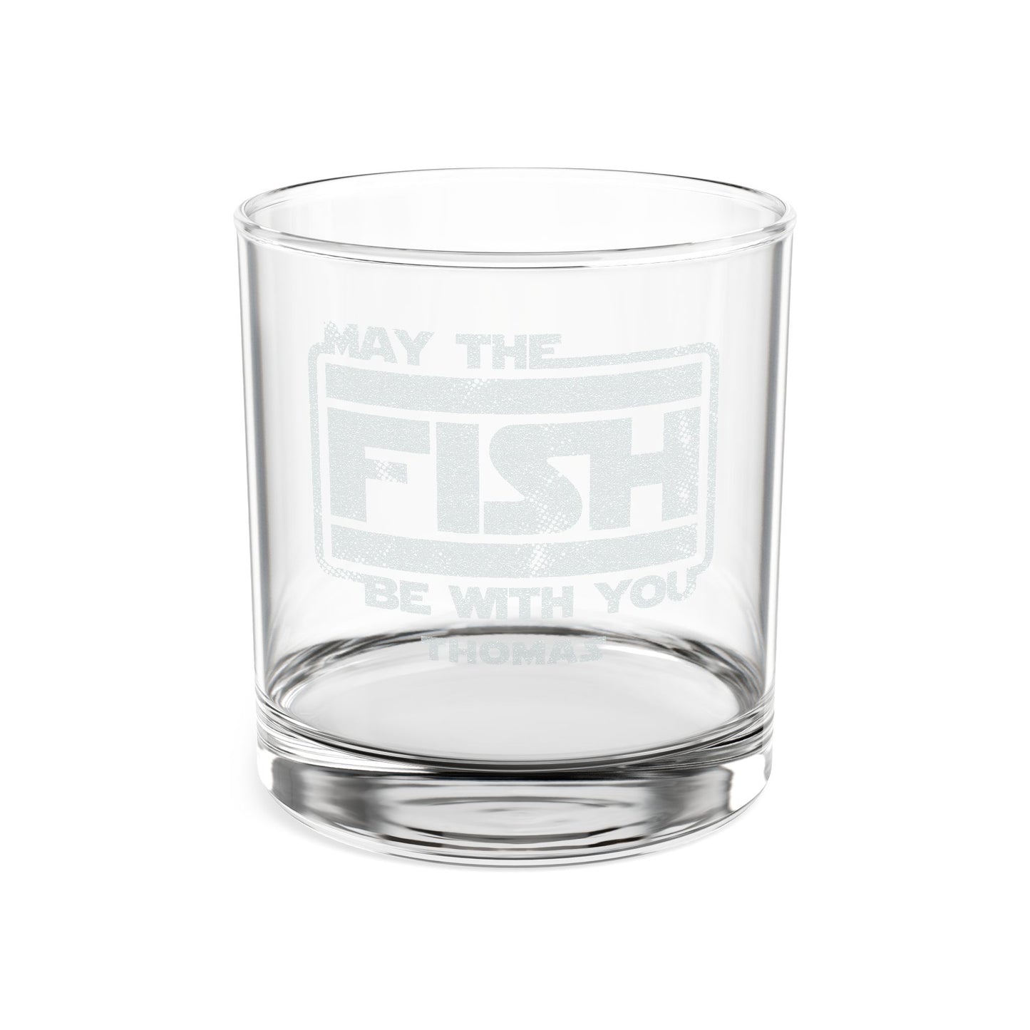 May the Fish Be With You - Personalized Whiskey Glass Engraved