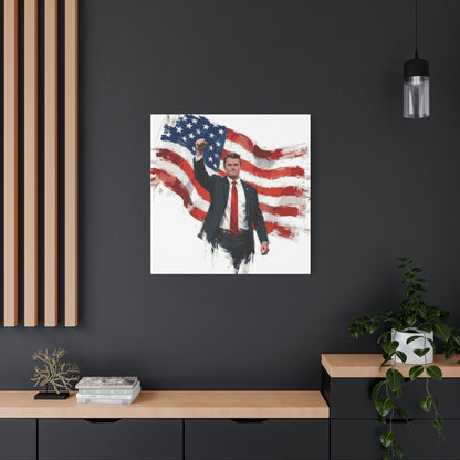 Charlie Painting Fist Raised - Wooden Frame