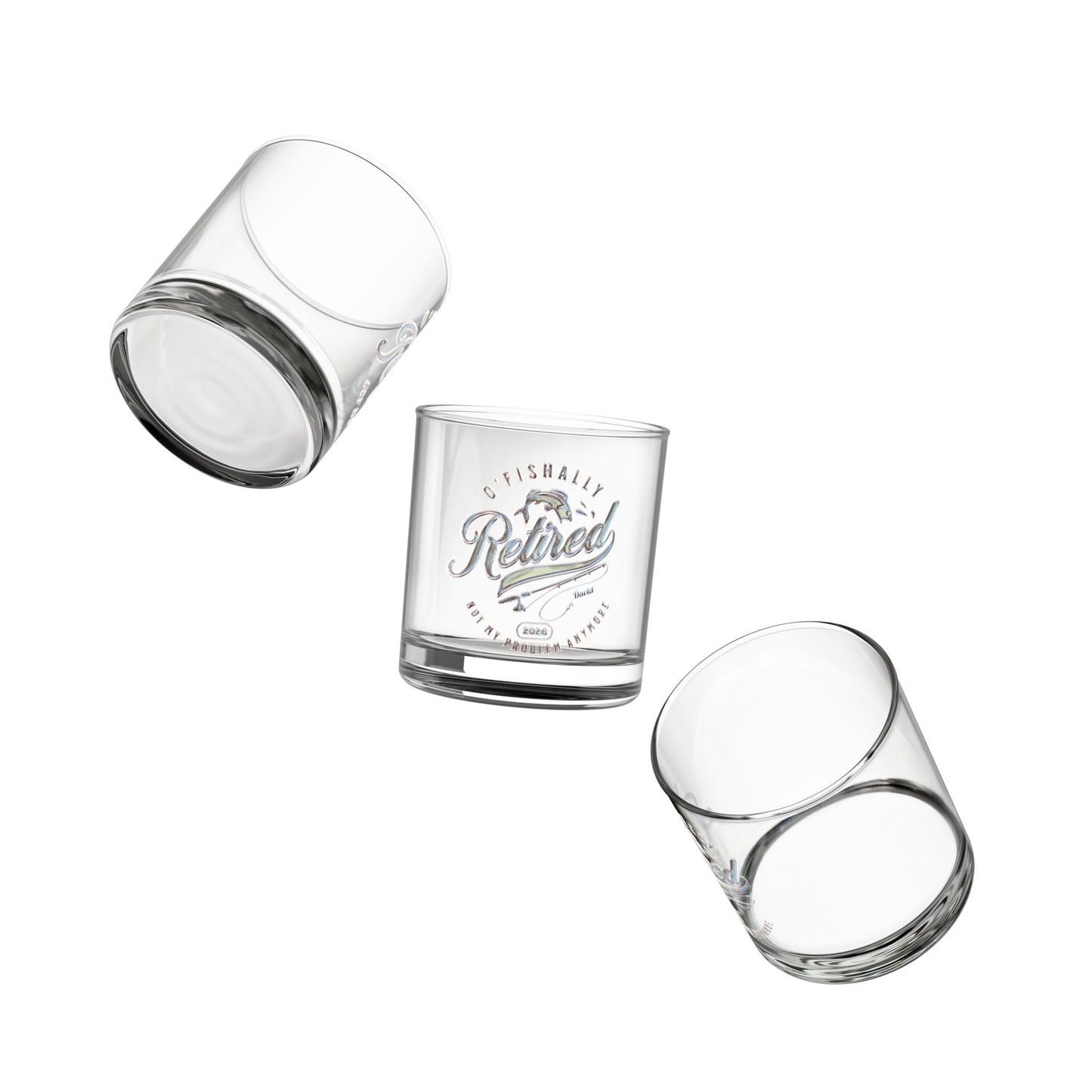 O'Fishally Retired - Personalized Chrome Whiskey Glass