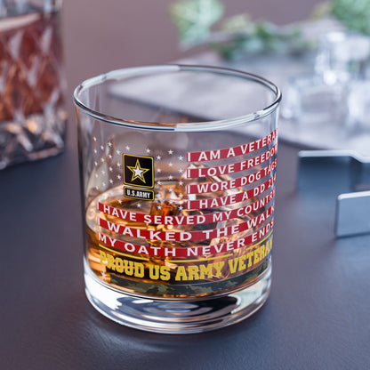 US Army Veteran -  Whiskey Glass 10oz