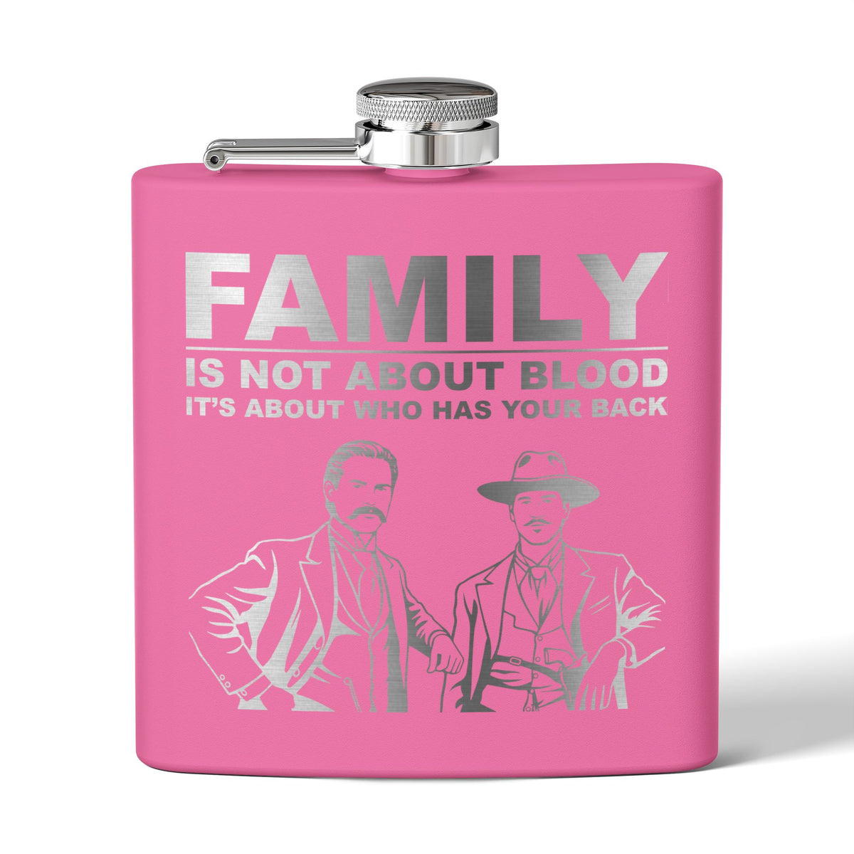 "Family Is Not About Blood " — 6oz Engraved Stainless Steel Flask