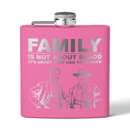 "Family Is Not About Blood " — 6oz Engraved Stainless Steel Flask