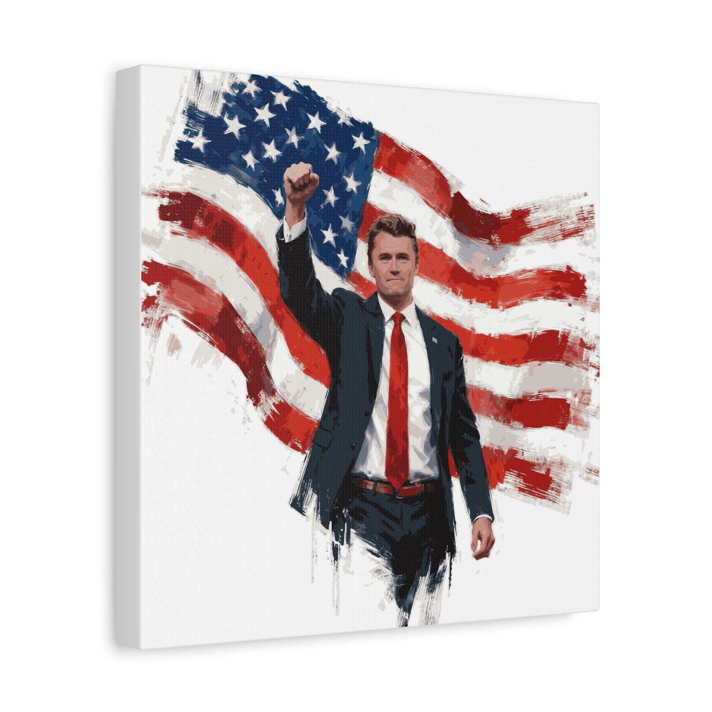 Charlie Painting Fist Raised - Wooden Frame