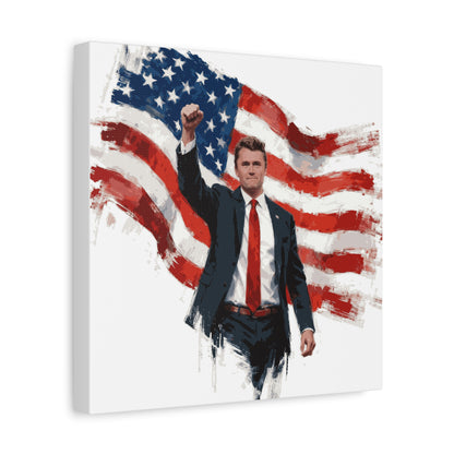 Charlie Painting Fist Raised - Wooden Frame