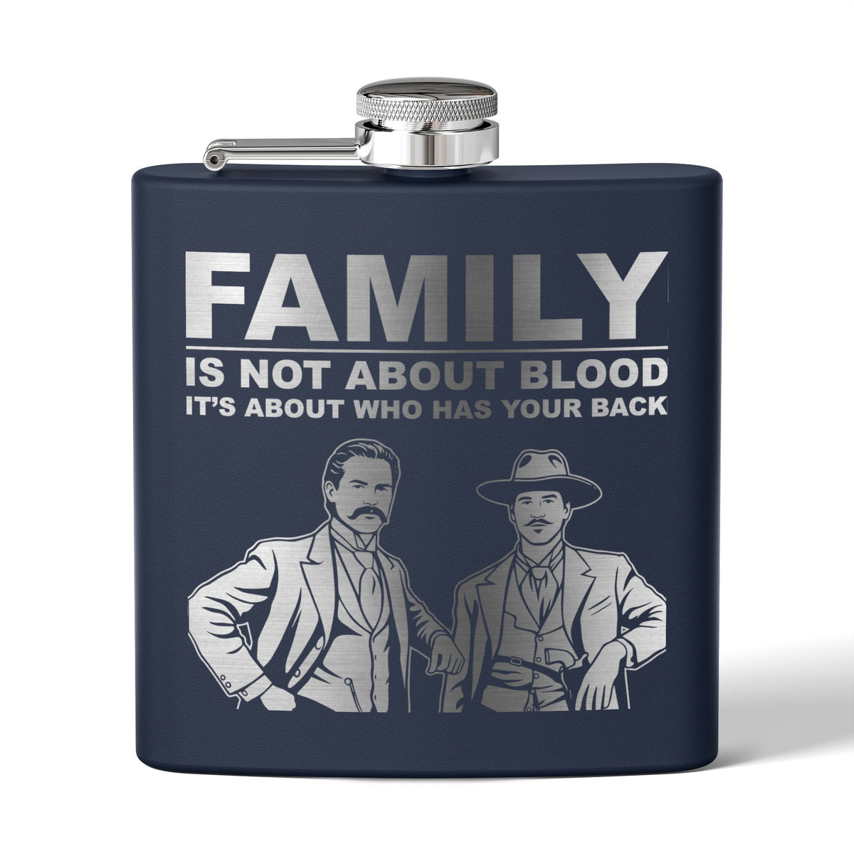 "Family Is Not About Blood " — 6oz Engraved Stainless Steel Flask
