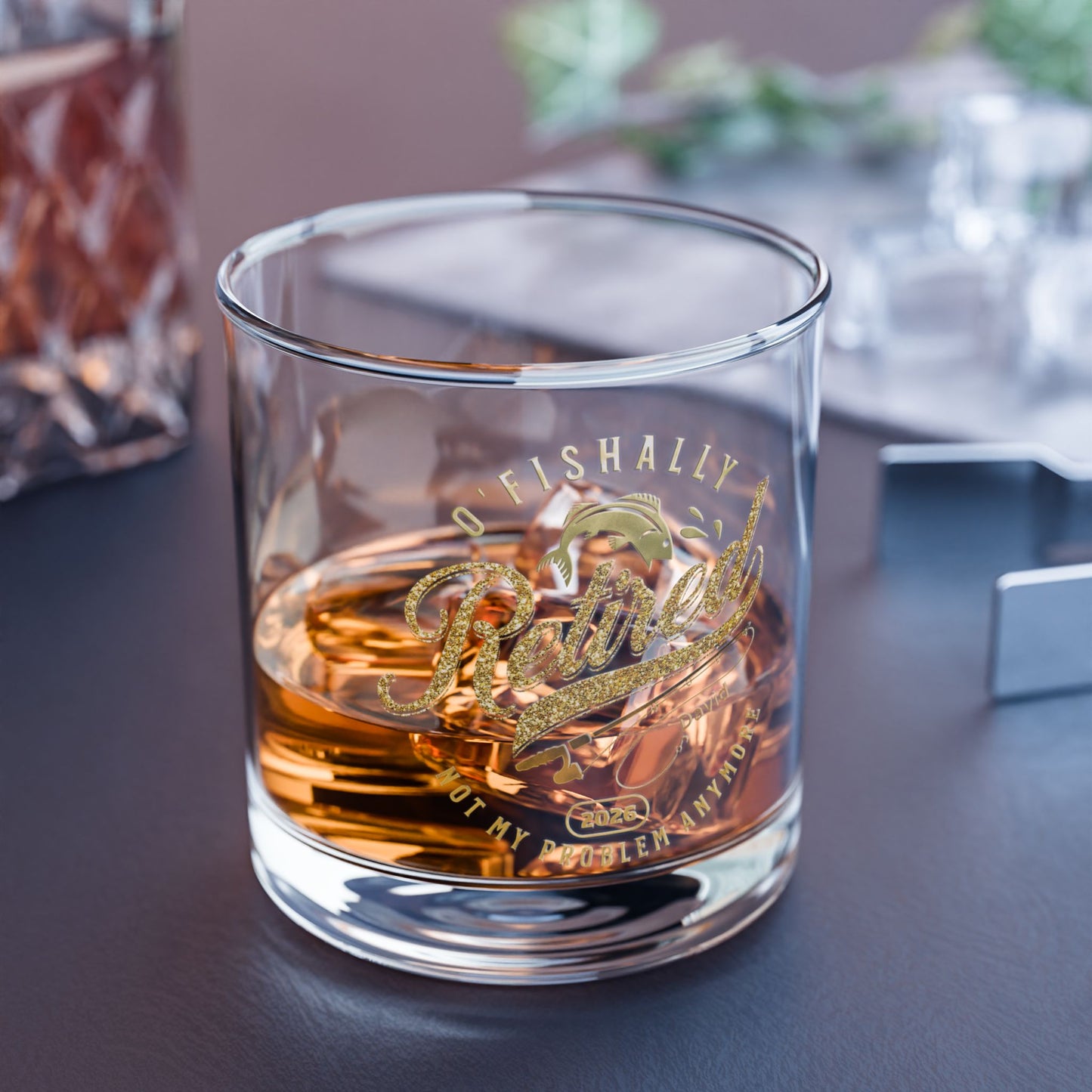 O'Fishally Retired 2026 - Personalized Whiskey Glass
