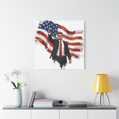 Charlie Painting Fist Raised - Wooden Frame