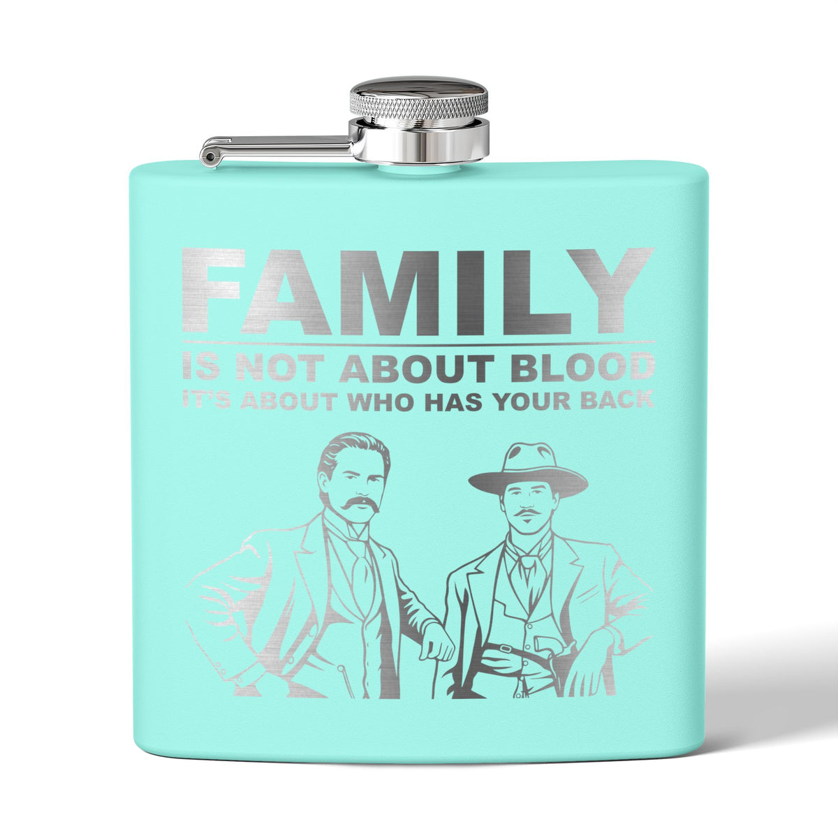 "Family Is Not About Blood " — 6oz Engraved Stainless Steel Flask