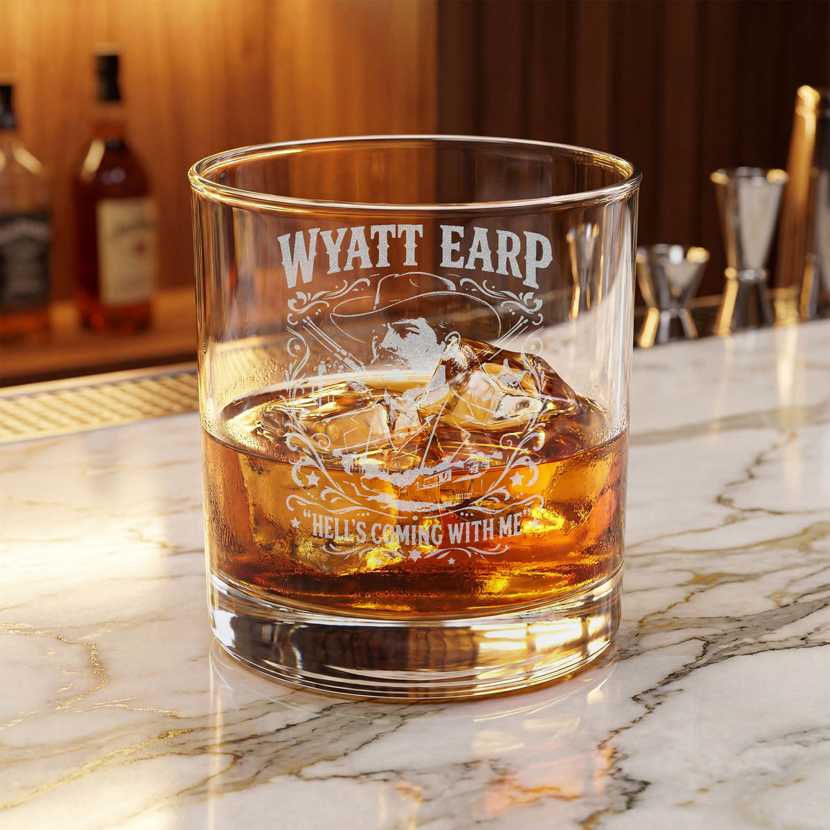 Wyatt Earp Engraved 10.5oz Whiskey Glass