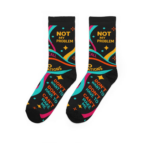 Retired & Not My Problem Crew Socks — Funny Retirement Gift Socks
