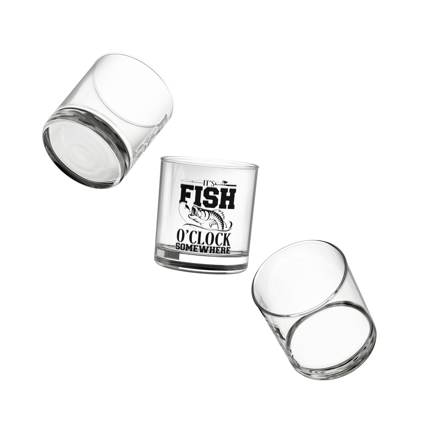 It’s Fish O’Clock Somewhere - Whiskey Glass for Fishing Lovers