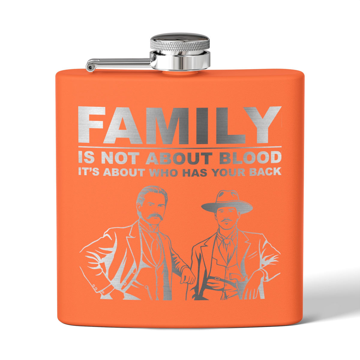 "Family Is Not About Blood " — 6oz Engraved Stainless Steel Flask