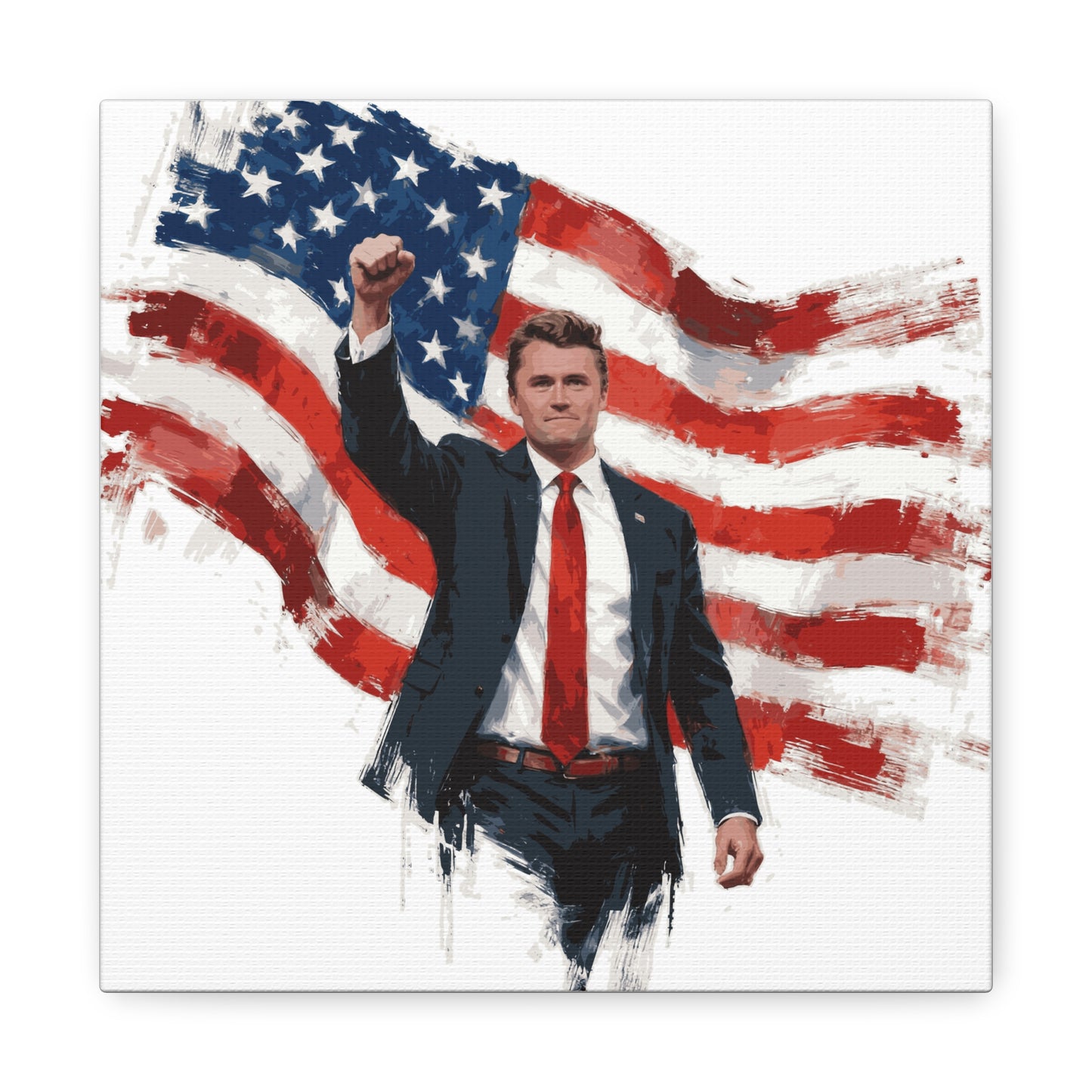 Charlie Painting Fist Raised - Wooden Frame