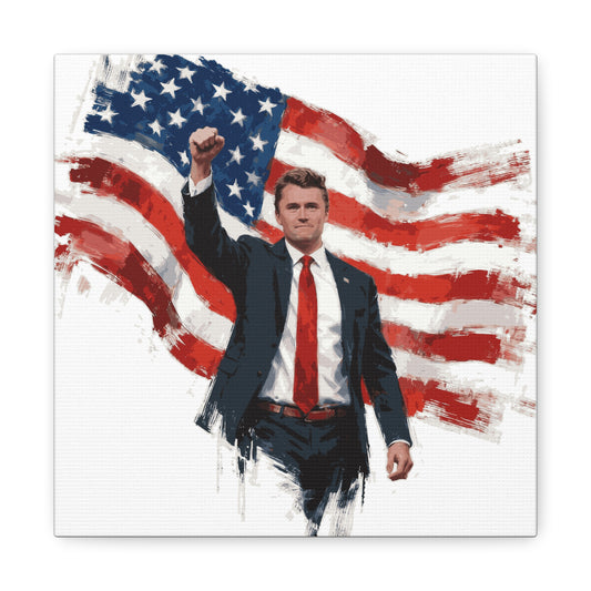 Charlie Painting Fist Raised - Wooden Frame