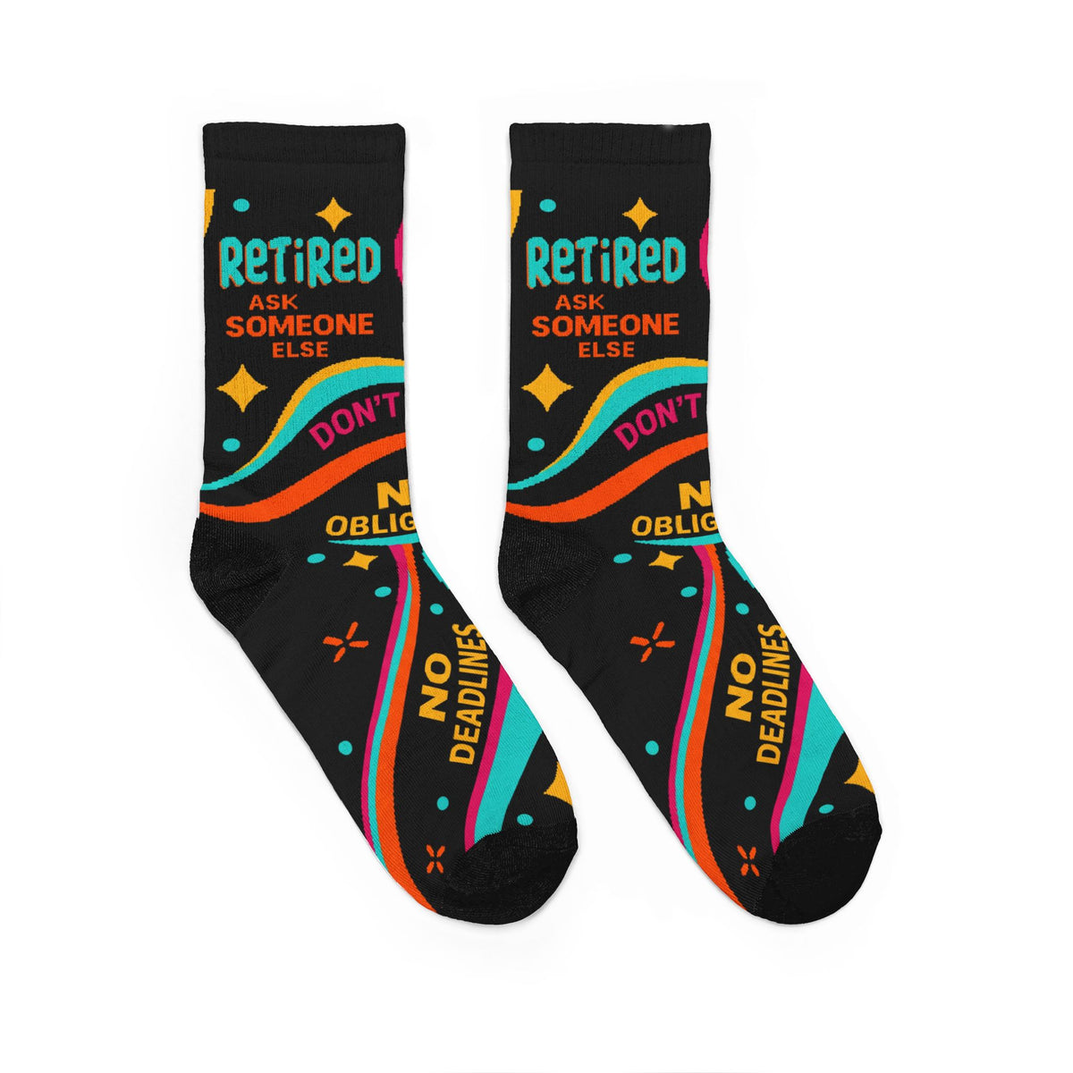 Retired & Not My Problem Crew Socks — Funny Retirement Gift Socks
