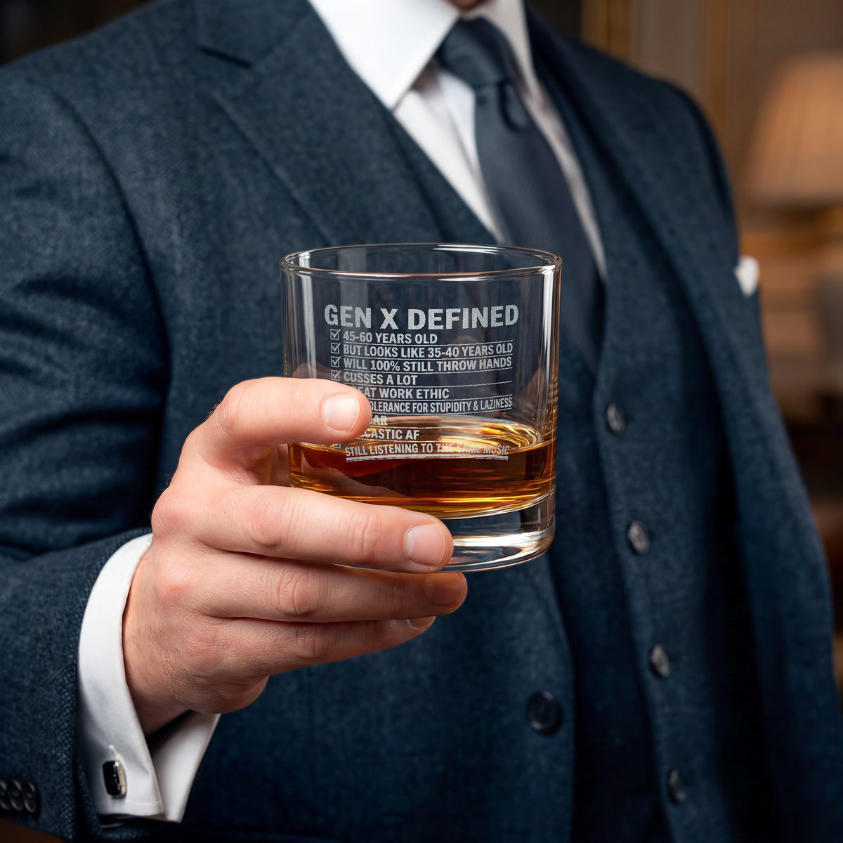 Gen X Defined - Engraved Whiskey Glass 10.5oz