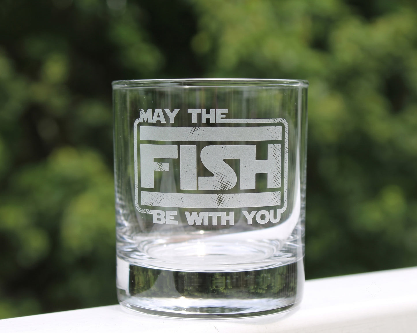 Engraved Whiskey Glass — May The Fish Be With You
