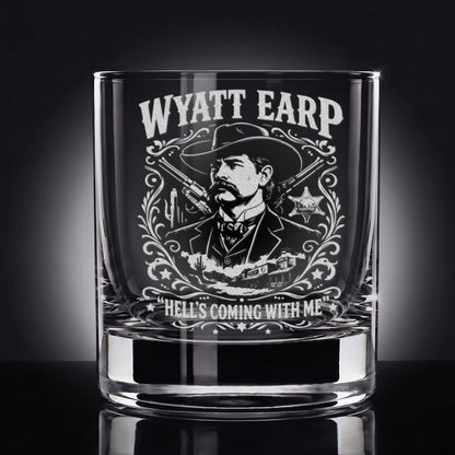 Wyatt Earp Engraved 10.5oz Whiskey Glass