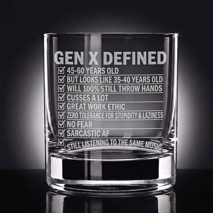 Gen X Defined - Engraved Whiskey Glass 10.5oz