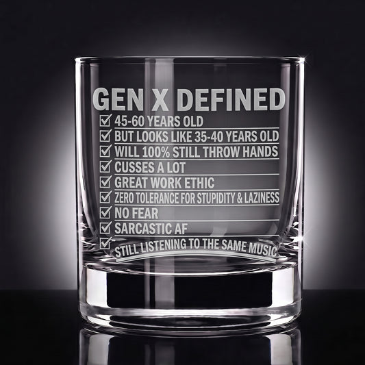 Gen X Defined - Engraved Whiskey Glass 10.5oz
