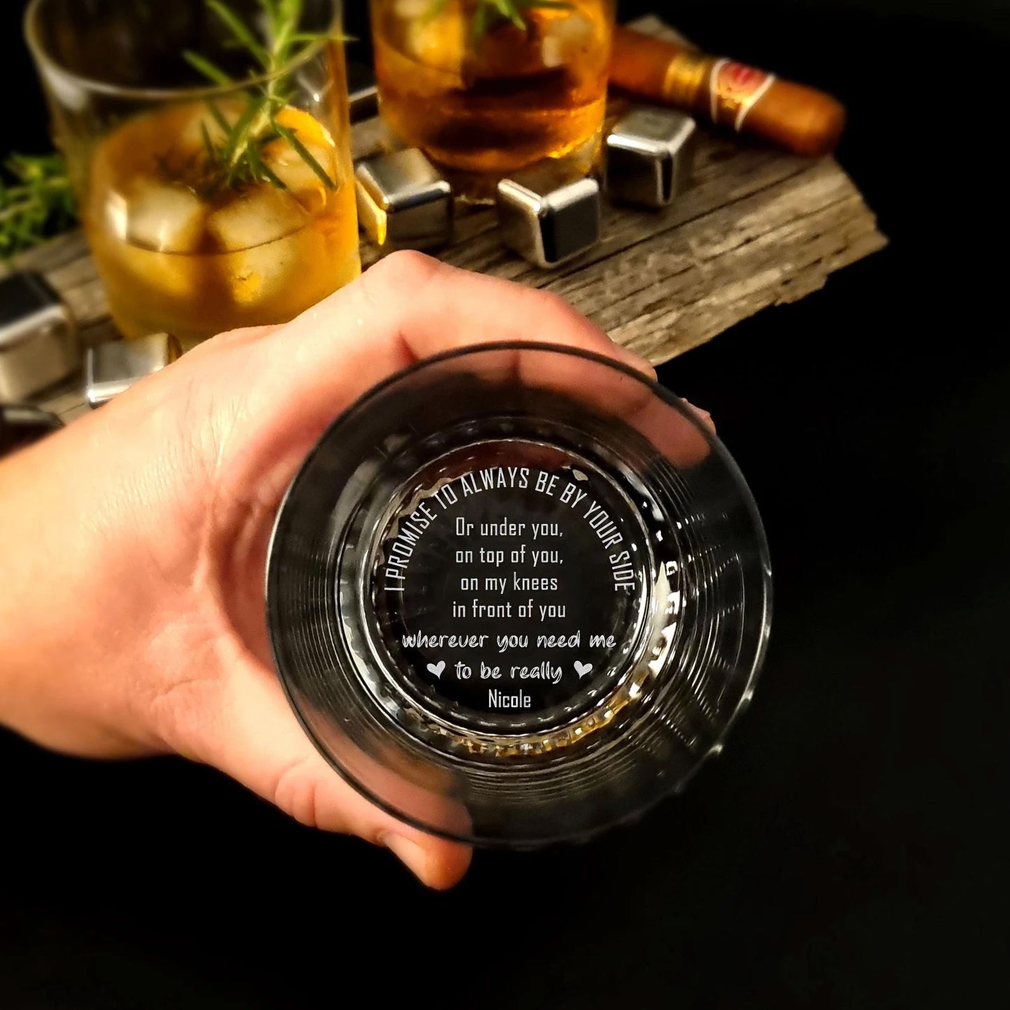 Always Be By Your Side - Personalized Engraved 10oz Whiskey Glass