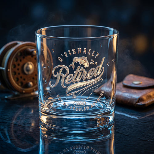 O'Fishally Retired - Personalized Chrome Whiskey Glass