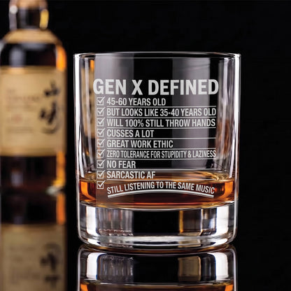Gen X Defined - Engraved Whiskey Glass 10.5oz