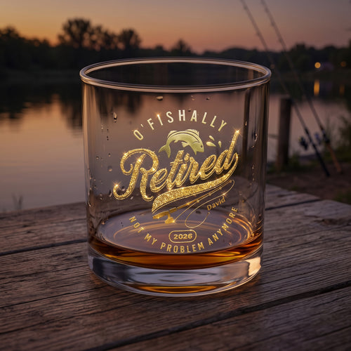 O'Fishally Retired 2026 - Personalized Whiskey Glass