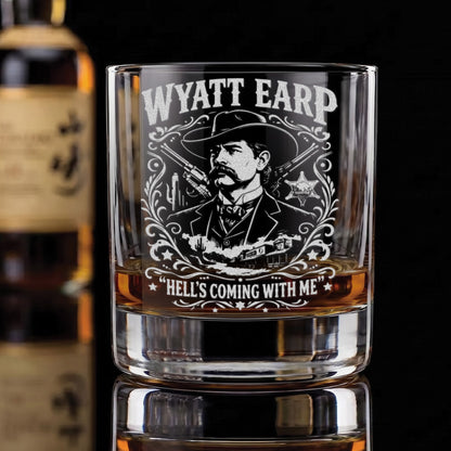 Wyatt Earp Engraved 10.5oz Whiskey Glass