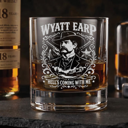 Wyatt Earp Engraved 10.5oz Whiskey Glass