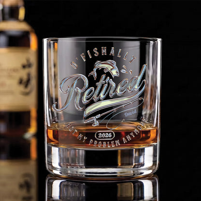 O'Fishally Retired - Personalized Chrome Whiskey Glass