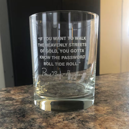 'Roll Tide Roll' - Engraved Whiskey Glass 10.5oz