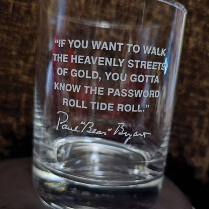 'Roll Tide Roll' - Engraved Whiskey Glass 10.5oz