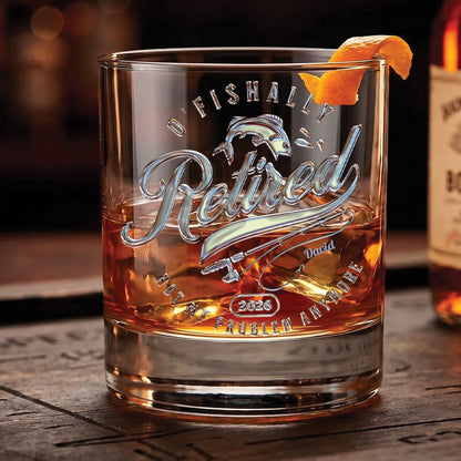 O'Fishally Retired - Personalized Chrome Whiskey Glass