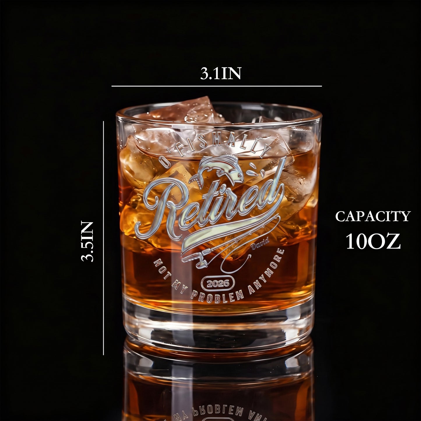 O'Fishally Retired - Personalized Chrome Whiskey Glass