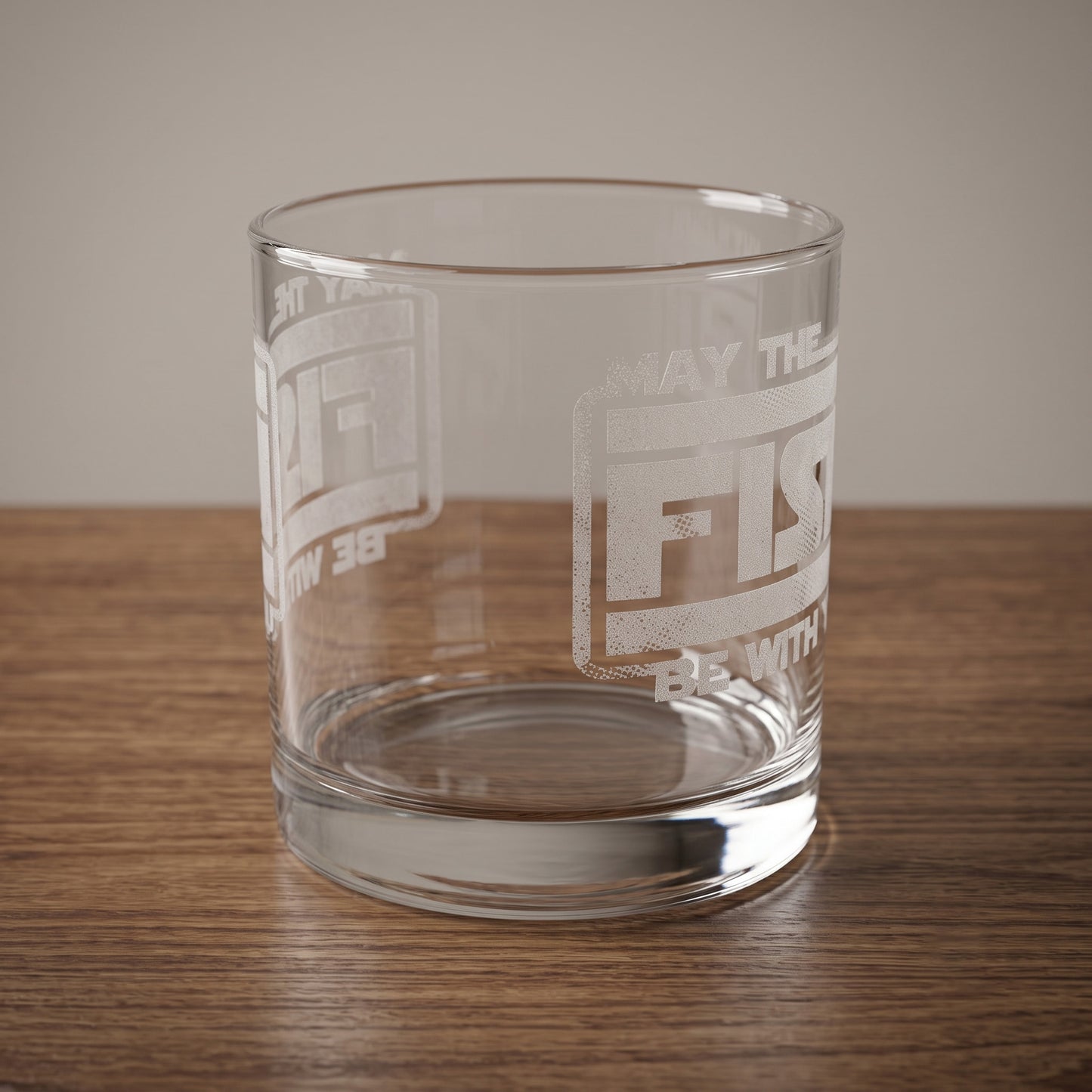 Engraved Whiskey Glass — May The Fish Be With You